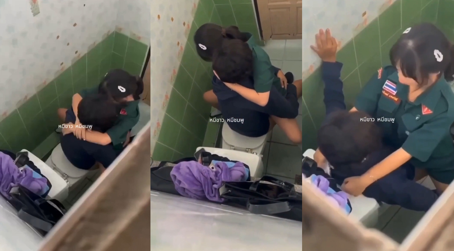 คลิปหลุดในห้องน้ำ วัยรุ่นมัธยมแอบมาเย็ดกันในห้องน้ำ
