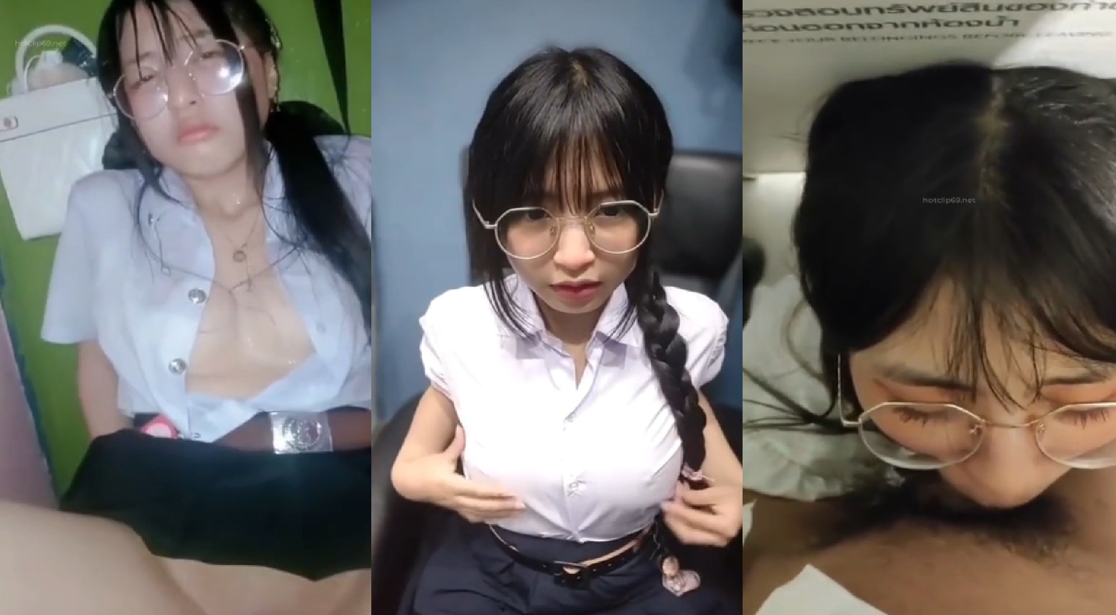 คลิปหลุด น้องหม่อนไหมสาวแว่นชุดนักศึกษา ถกกระโปรงติ้วหีบนเก้าอี้